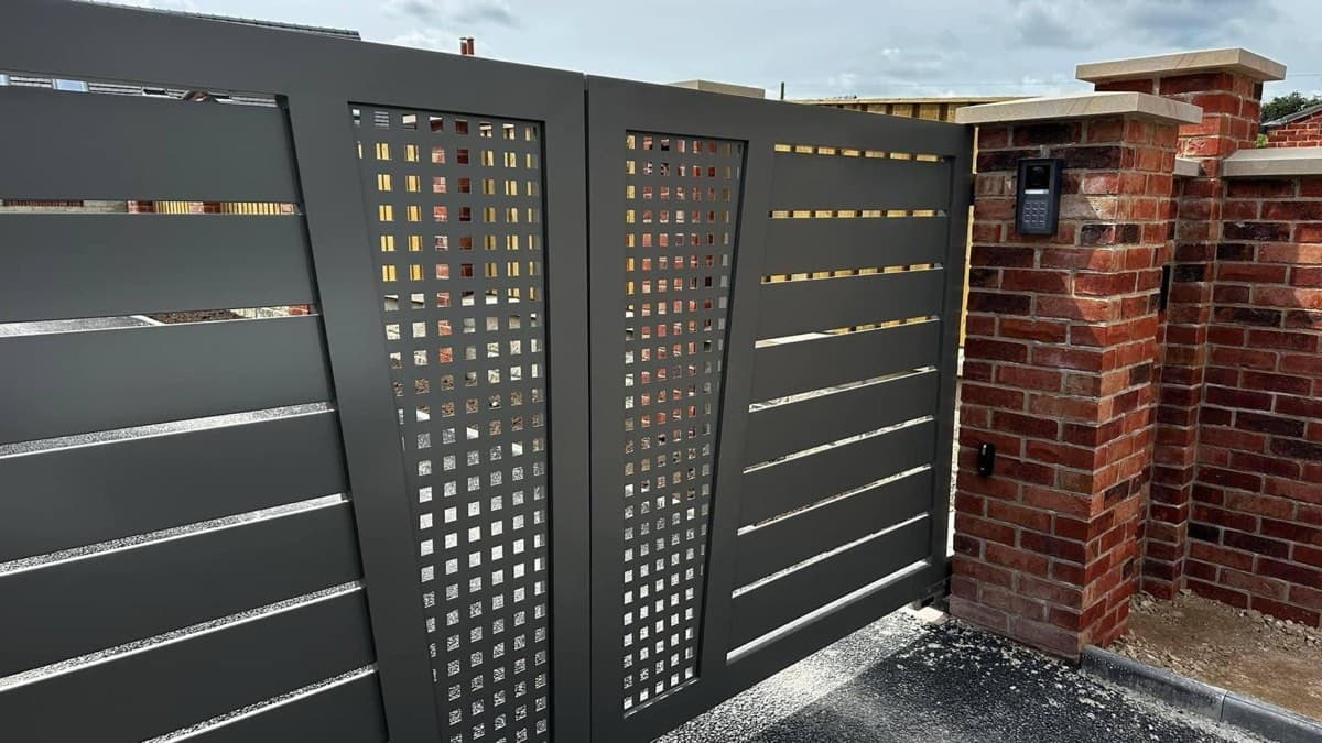 Perforated steel gate detail — Steelyes fabrication